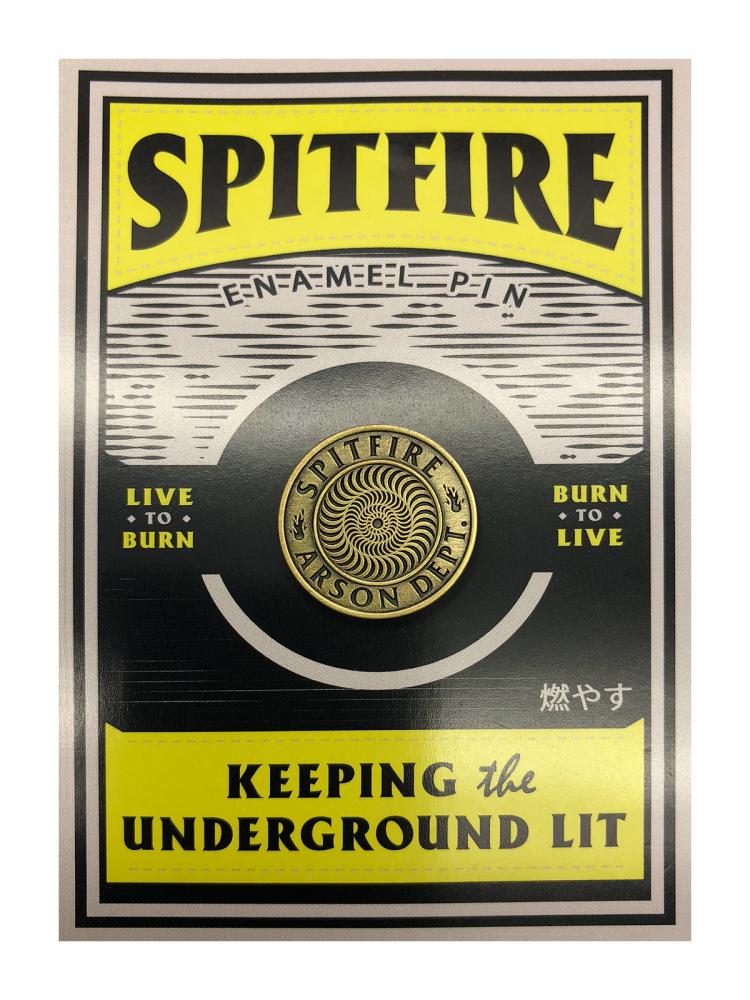 Spitfire Wheels Arson Department Skateboard Lapel Pin, Yellow