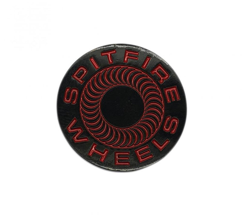 Spitfire Wheels Classic 87' Swirl Skateboard Lapel Pin, Black/Red