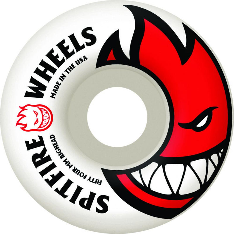 Spitfire Wheels Classic Big Heads Skateboard Wheels 52mm, White/Red  (Set Of 4)