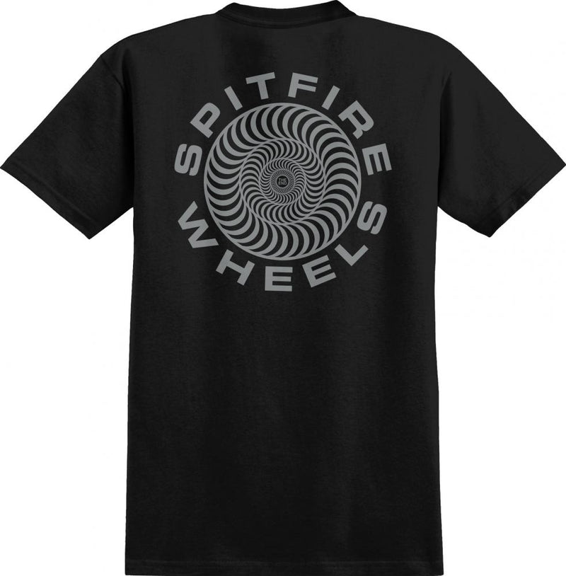 Spitfire Skateboards Classic 87' Swirl Skateboard T-Shirt, Black/Silver Fleck