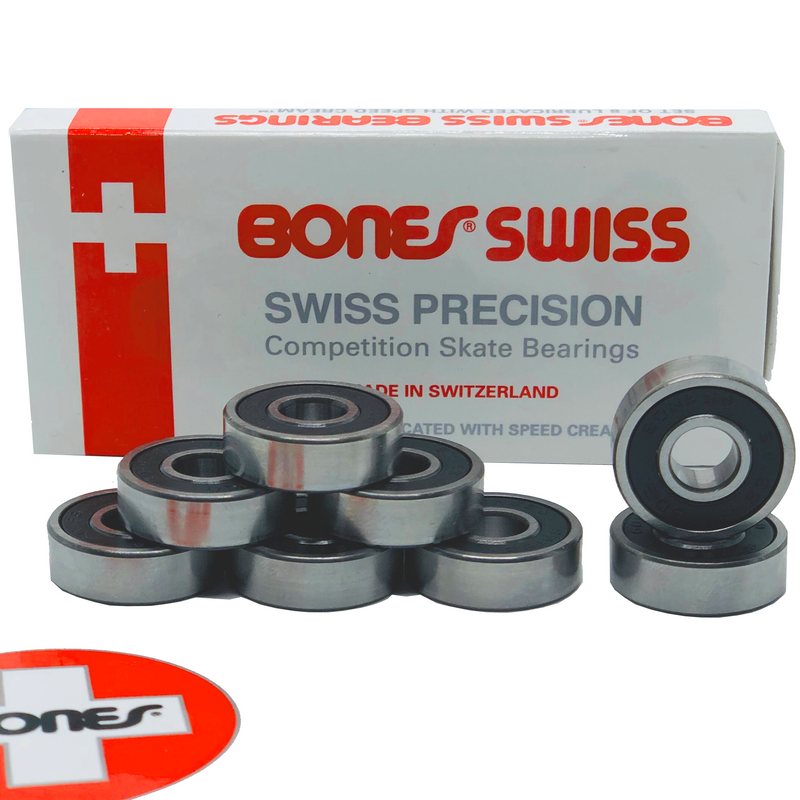 Bones Bearings Swiss Skateboard / Inline / Roller Derby Bearings, 8 Pack