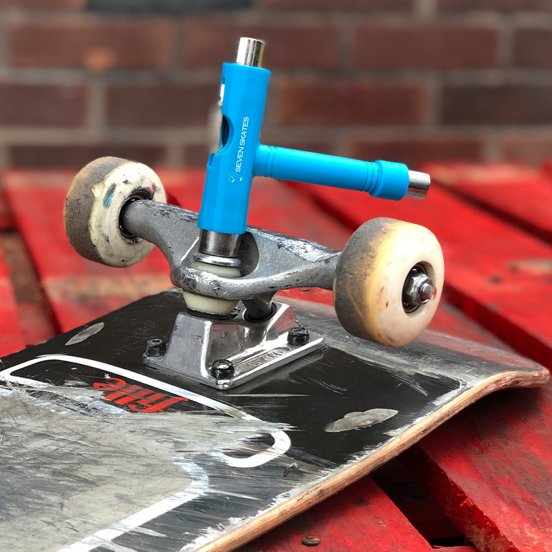 Seven Skates Skate Tool, 5 Way Skateboard T-Tool + Allen Key, Sky Blue