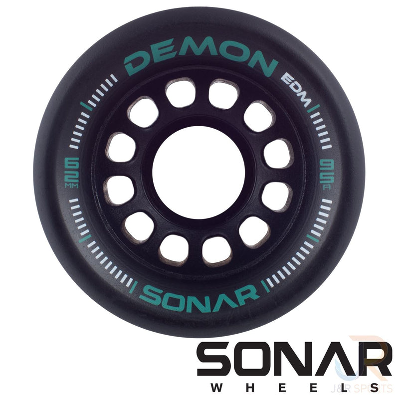 Sonar Demon EDM 62mm Skateboarding Wheels, Black  (Set Of 4)