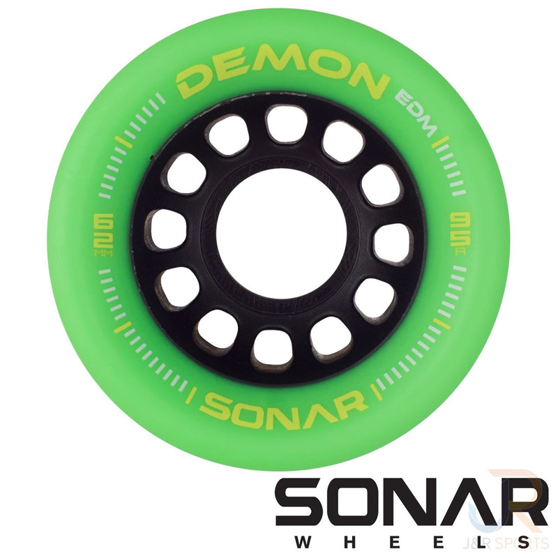 Sonar Demon EDM 62mm Skateboarding Wheels, Green  (Set Of 4)