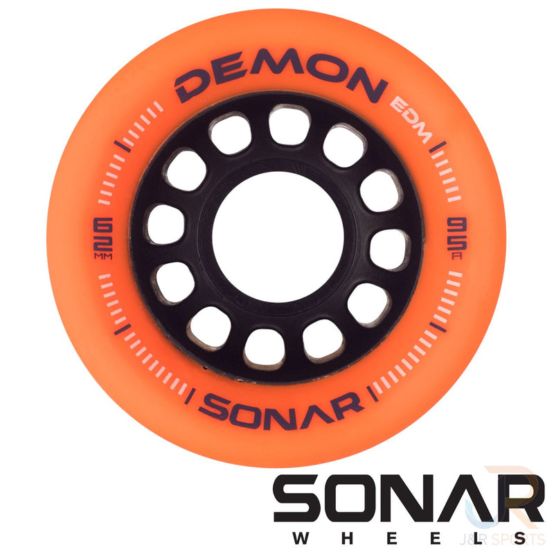 Sonar Demon EDM 62mm Skateboarding Wheels, Orange  (Set Of 4)