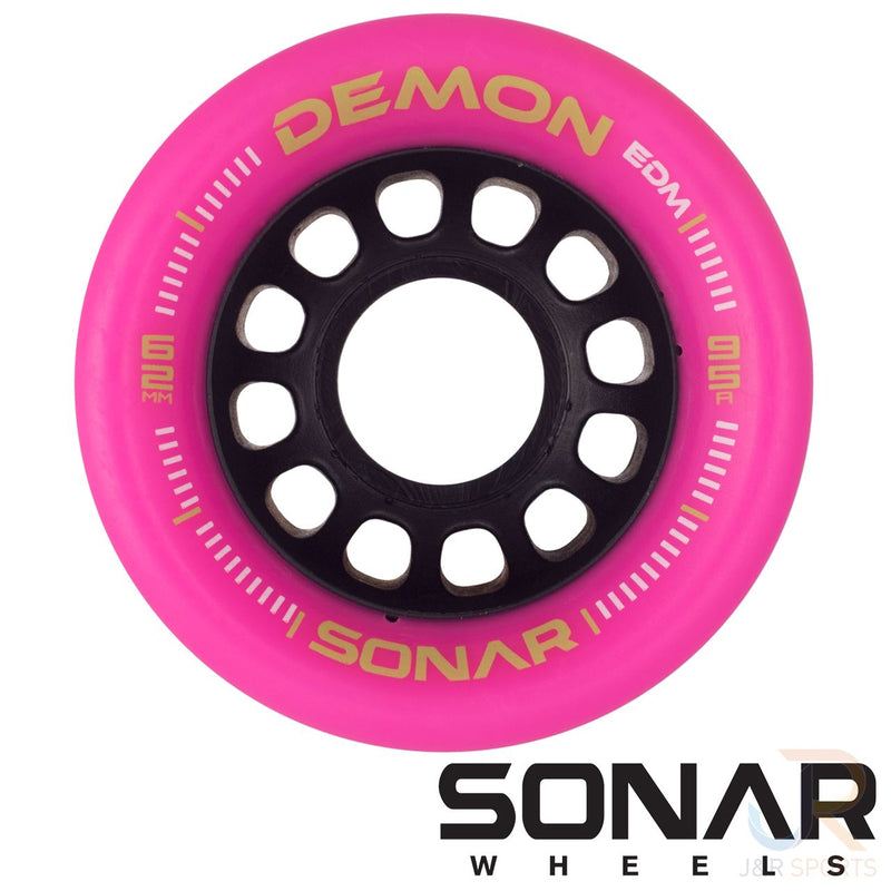 Sonar Demon EDM 62mm Skateboarding Wheels, Pink  (Set Of 4)