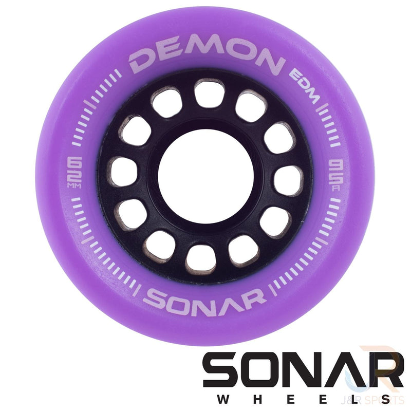 Sonar Demon EDM 62mm Skateboarding Wheels, Purple  (Set Of 4)