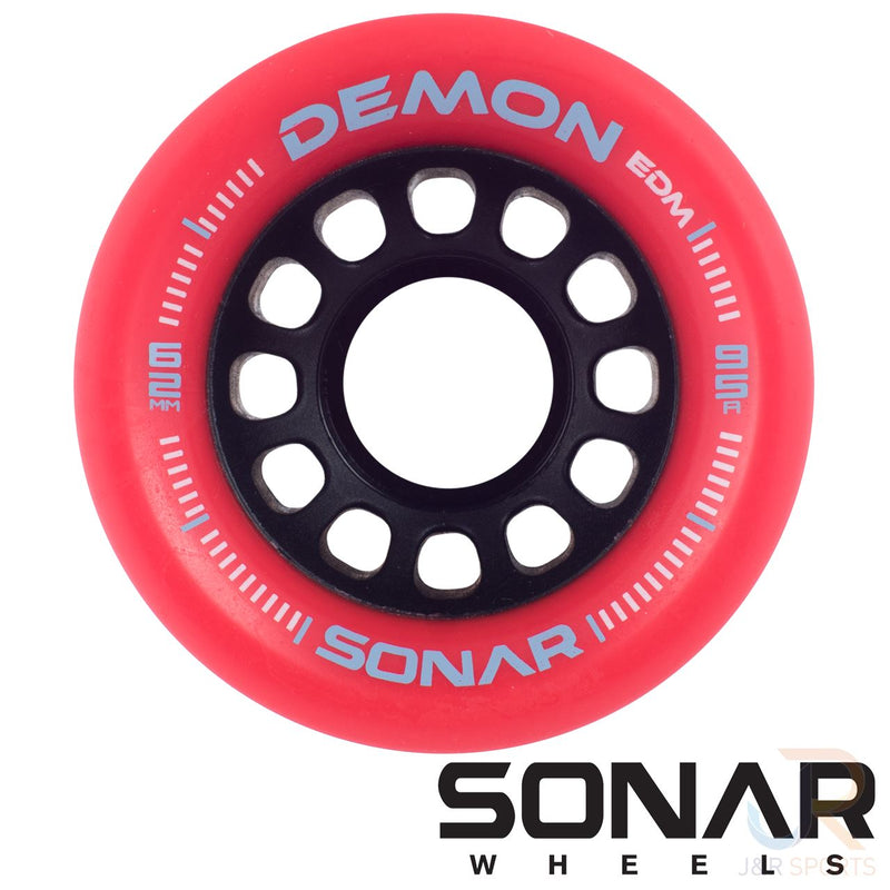 Sonar Demon EDM 62mm Skateboarding Wheels, Red  (Set Of 4)