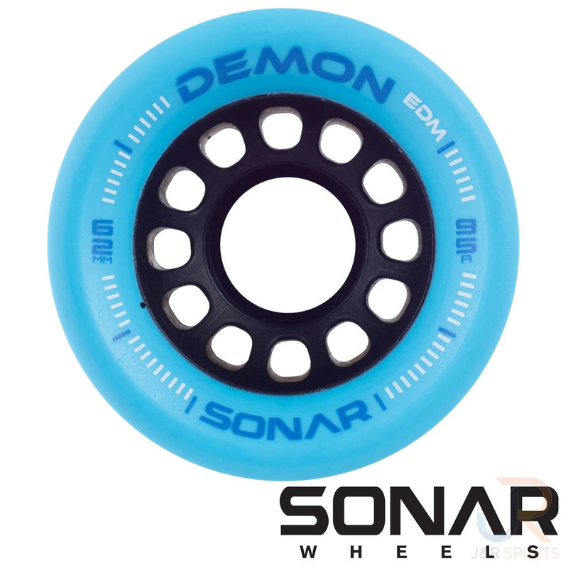 Sonar Demon EDM 62mm Skateboarding Wheels, Sky Blue  (Set Of 4)