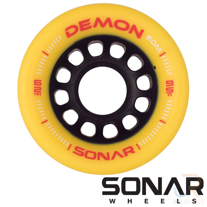 Sonar Demon EDM 62mm Skateboarding Wheels, Yellow  (Set Of 4)