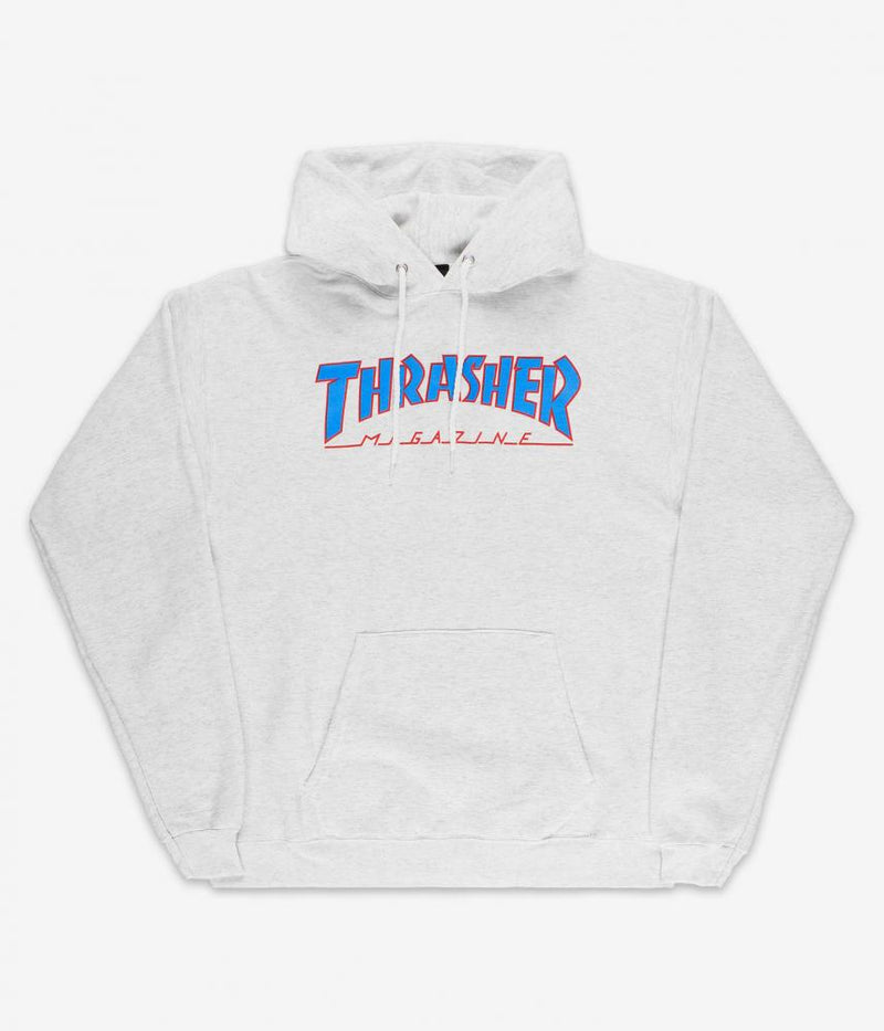 Thrasher Magazine Outlined Logo Skateboard Hoodie, Grey