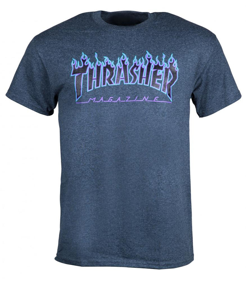 Thrasher Magazine Flame Logo Skateboard T-Shirt, Dark Heather