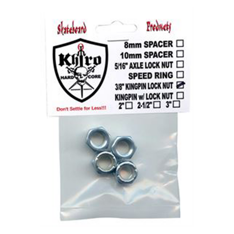 Khiro Skateboards Grade 8 Diamond Kingpin Lock Nuts, 4 Pack