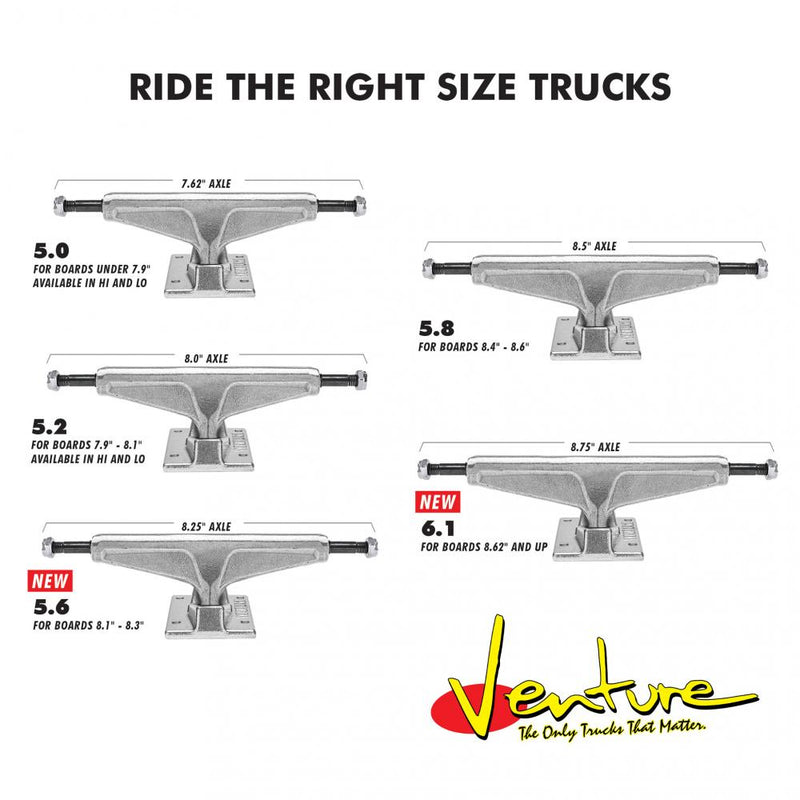 Venture Trucks Worrest Plaza Raw Pro Skateboard Trucks, Polished