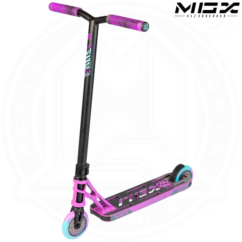 Madd Gear MGX S1 Shredder 4.5 Freestyle Complete Stunt Scooter, Purple/Black