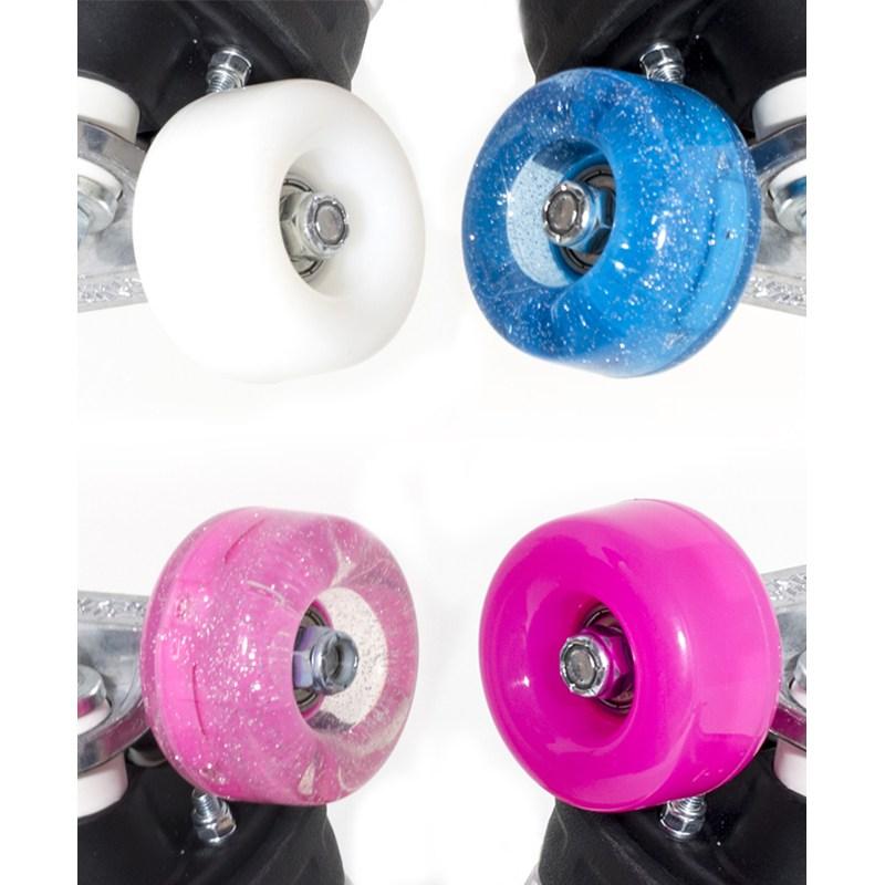 Rio Roller, Light Up Quad Roller Disco Skate Wheels, Pink Glitter Quad Skates Rio Roller 