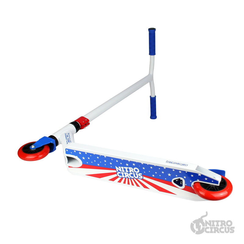 Nitro Circus Scooter CX2 Complete Stunt Scooter, White/Blue/Red Complete Scooter Nitro Circus 