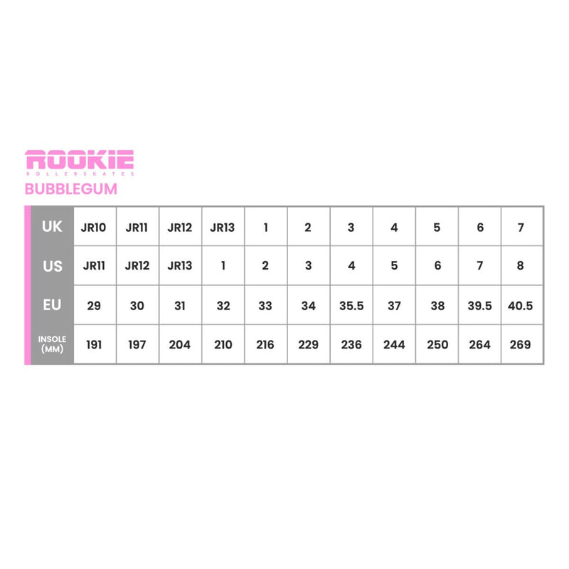 Rookie Skates Bubblegum Fixed Sized Quad Roller Skates, Pink