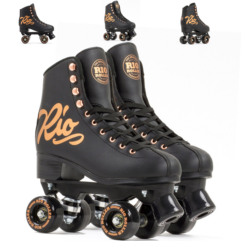 Rio Roller Skates Rose Quad Derby Skates, Rose Black