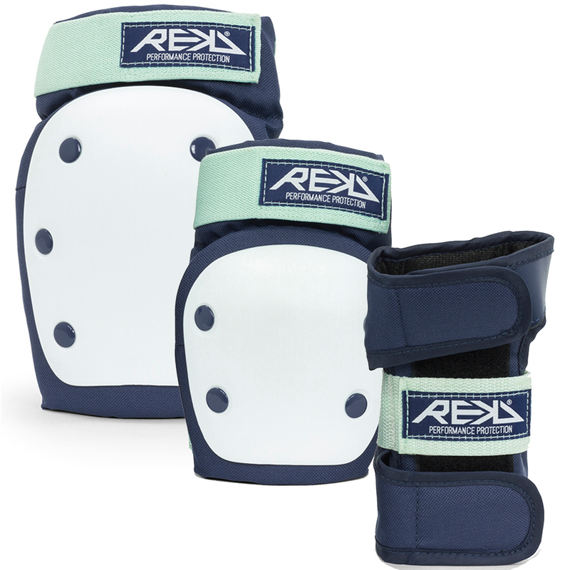 REKD Protection Heavy Duty Skate Triple Pad Set, Blue/Mint