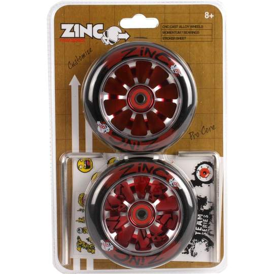 Zinc Team Series 110m Alloy Core Stunt Scooter Wheels, Red